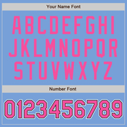 Custom Light Blue Pink-Black Two-Button Unisex Softball Jersey