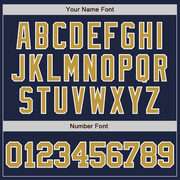 Custom Navy Old Gold-White Two-Button Unisex Softball Jersey