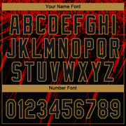 Custom Black Black Red-Old Gold 3D Pattern Two-Button Unisex Softball Jersey