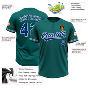 Custom Teal Royal-White Two-Button Unisex Softball Jersey