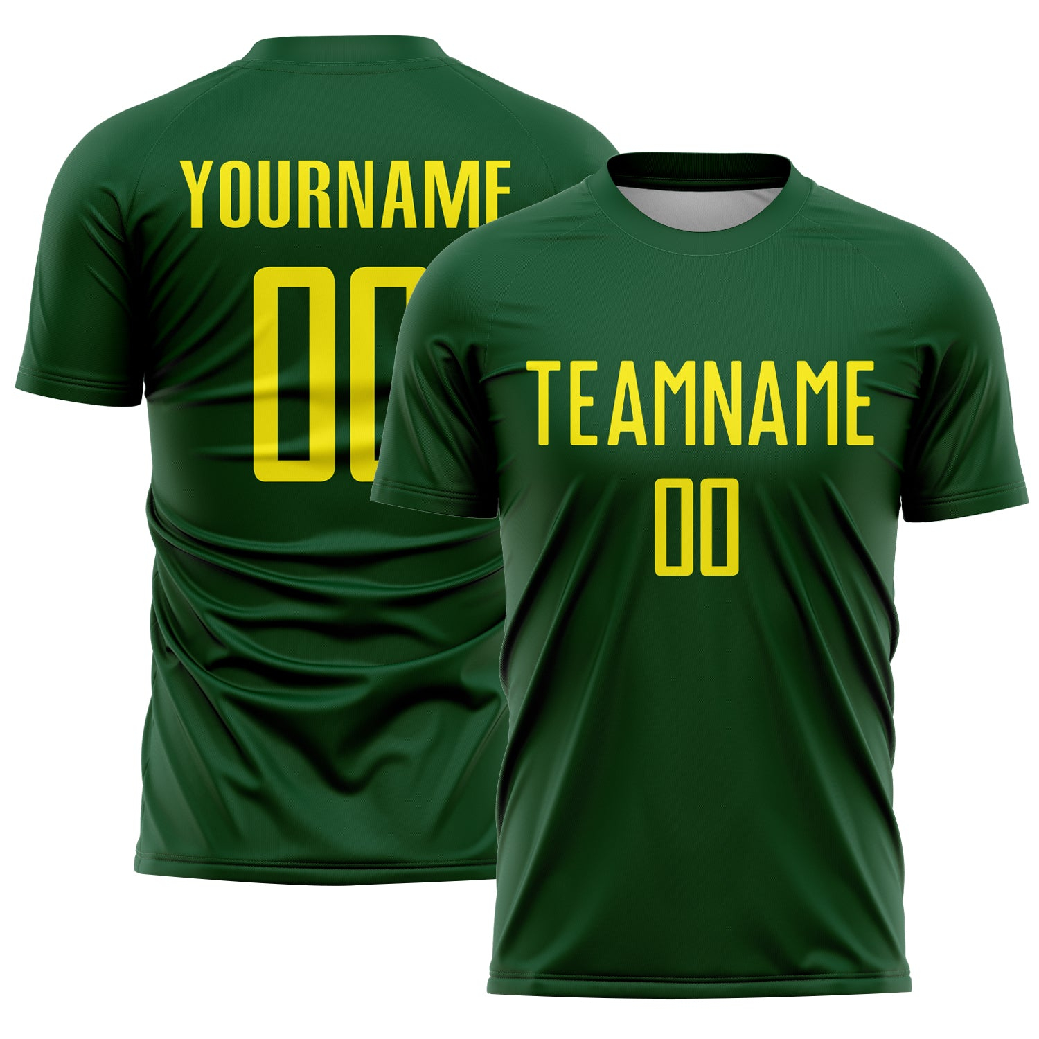 Custom Green Light Yellow Sublimation Soccer Uniform Jersey