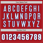 Custom Red White-Royal Two-Button Unisex Softball Jersey