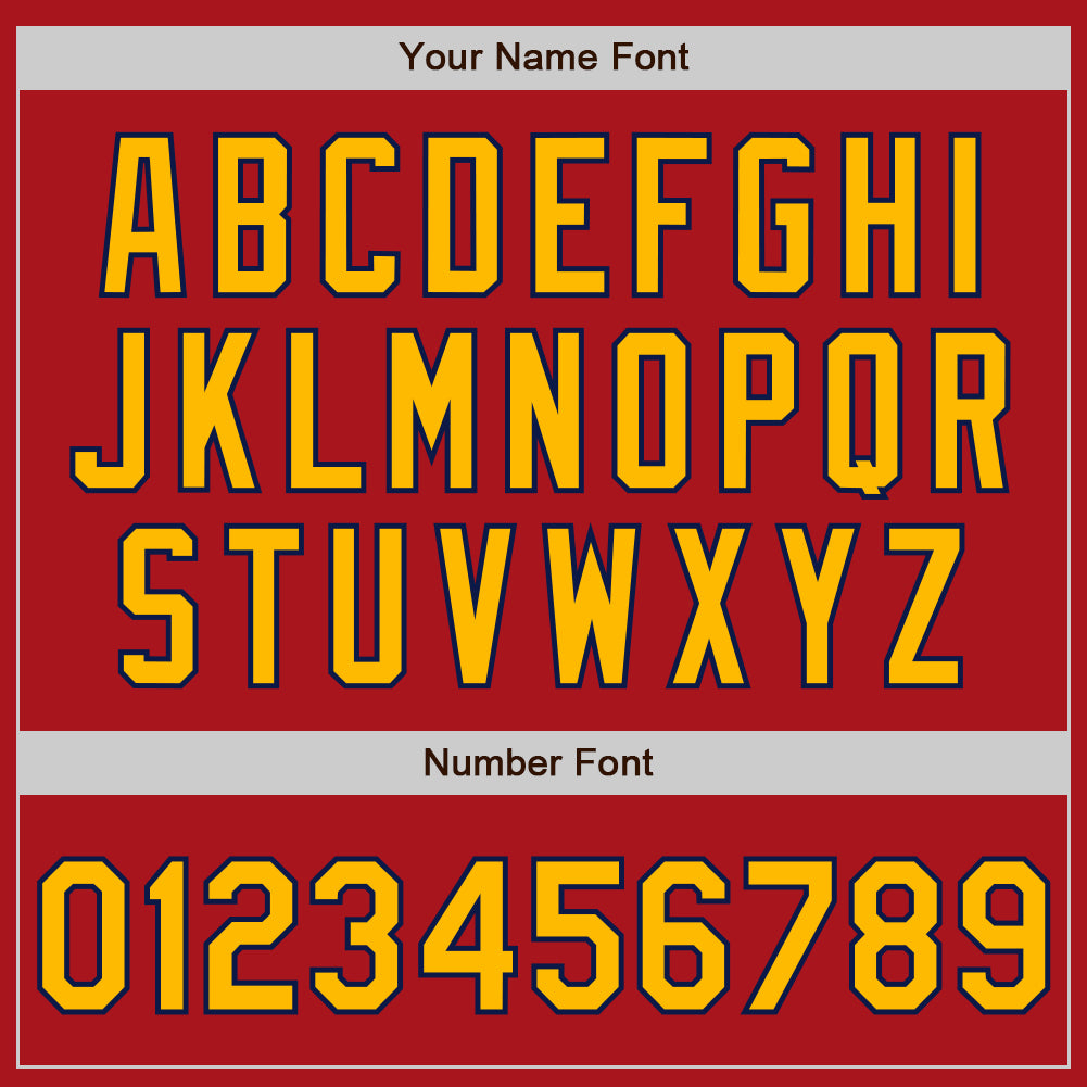 Custom Red Navy Pinstripe Gold Two-Button Unisex Softball Jersey