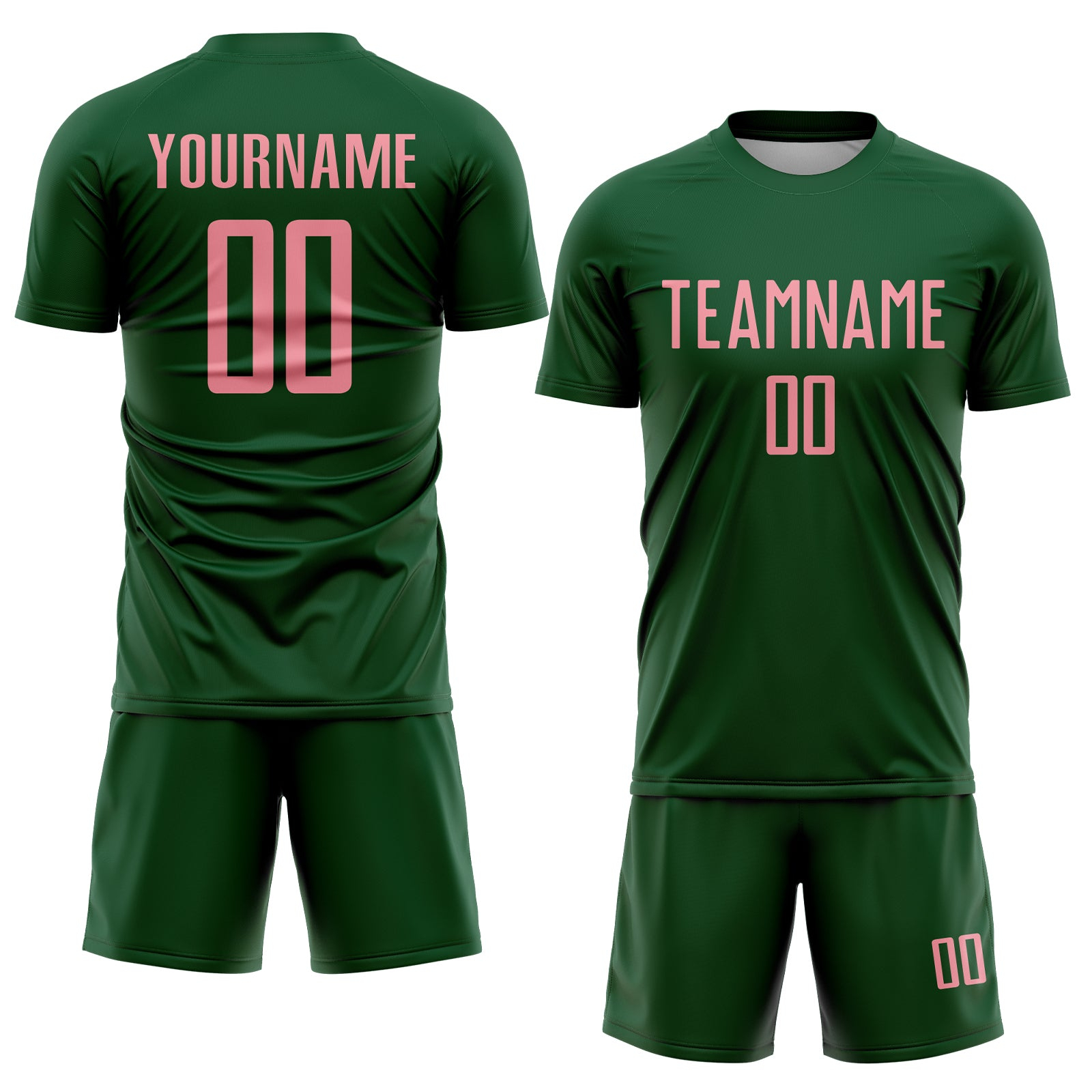 Custom Green Medium Pink Sublimation Soccer Uniform Jersey