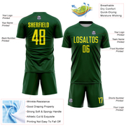 Custom Green Light Yellow Sublimation Soccer Uniform Jersey