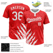 Custom Red White 3D Pattern Two-Button Unisex Softball Jersey