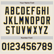 Custom Cream Navy-Yellow Two-Button Unisex Softball Jersey