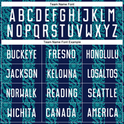 Custom Navy White-Teal Abstract Shape Sublimation Soccer Uniform Jersey