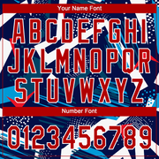 Custom Navy Red-White 3D Pattern Two-Button Unisex Softball Jersey