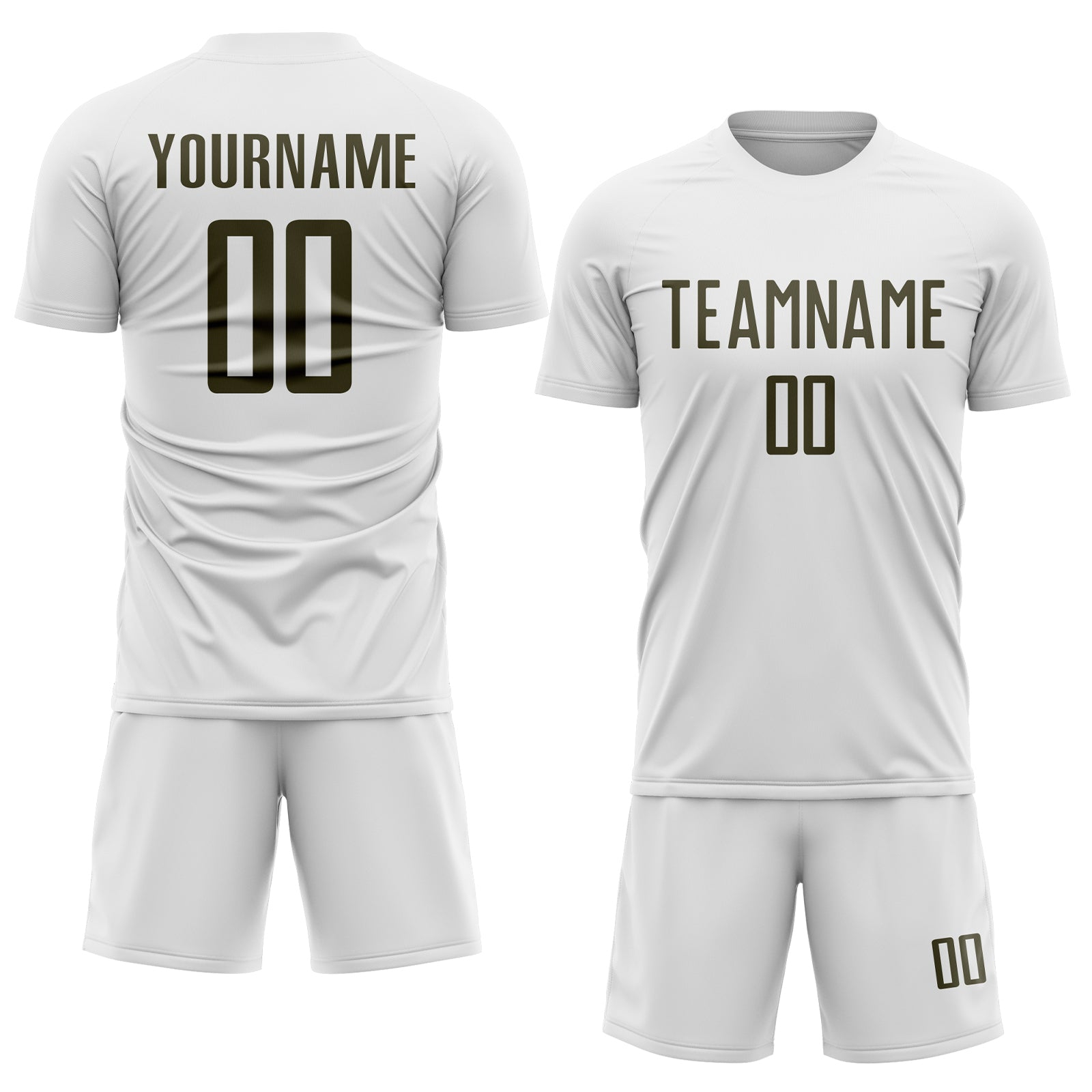 Custom White Olive Sublimation Soccer Uniform Jersey