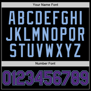 Custom Black Purple-Light Blue Two-Button Unisex Softball Jersey