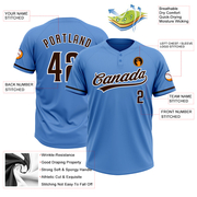 Custom Powder Blue Brown-White Two-Button Unisex Softball Jersey