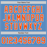 Custom Powder Blue Orange-White Two-Button Unisex Softball Jersey
