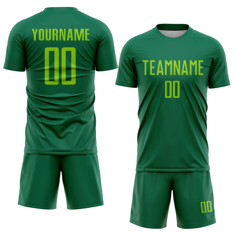 Custom Kelly Green Neon Green Sublimation Soccer Uniform Jersey