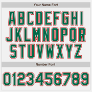 Custom White Red Pinstripe Kelly Green Two-Button Unisex Softball Jersey