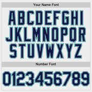 Custom White Navy Gray-Teal Two-Button Unisex Softball Jersey