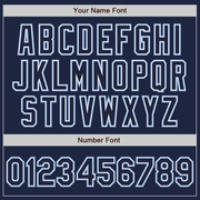 Custom Navy Light Blue Pinstripe White Two-Button Unisex Softball Jersey