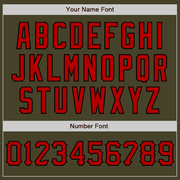 Custom Olive Red-Black Salute To Service Two-Button Unisex Softball Jersey