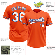 Custom Orange White-Royal Two-Button Unisex Softball Jersey