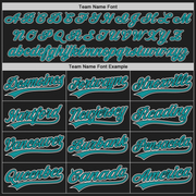 Custom Black Teal-White Two-Button Unisex Softball Jersey