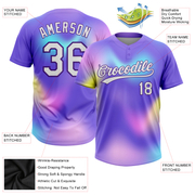 Custom Purple White-Pink 3D Pattern Two-Button Unisex Softball Jersey