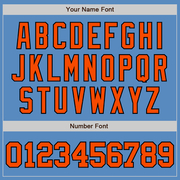 Custom Powder Blue Orange-Black Two-Button Unisex Softball Jersey