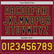 Custom Crimson Yellow-Navy Two-Button Unisex Softball Jersey