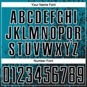 Custom Teal Black-White Abstract Fragment Art Sublimation Soccer Uniform Jersey