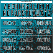 Custom Teal Black-White Abstract Fragment Art Sublimation Soccer Uniform Jersey