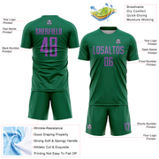 Custom Kelly Green Medium Purple Sublimation Soccer Uniform Jersey