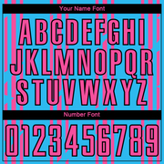 Custom Sky Blue Pink-Black Pinstripe Sublimation Soccer Uniform Jersey