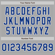 Custom Gray Royal-White Two-Button Unisex Softball Jersey