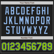 Custom Black Light Blue Pinstripe Neon Green Two-Button Unisex Softball Jersey