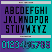 Custom Purple Aqua-Black Gradient Fashion Two-Button Unisex Softball Jersey