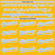 Custom Gold Light Blue-White Two-Button Unisex Softball Jersey