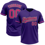Custom Purple Pink-Black Two-Button Unisex Softball Jersey