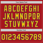 Custom Red Royal Pinstripe Yellow Two-Button Unisex Softball Jersey