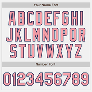 Custom White Navy Pinstripe Medium Pink Two-Button Unisex Softball Jersey