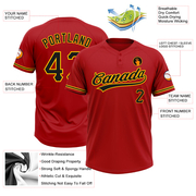 Custom Red Black-Yellow Two-Button Unisex Softball Jersey