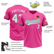 Custom Pink White-Kelly Green Two-Button Unisex Softball Jersey