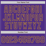 Custom Purple Gold Pinstripe Gold Two-Button Unisex Softball Jersey