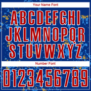 Custom Royal Red Old Gold-Powder Blue Abstract Fragment Art Sublimation Soccer Uniform Jersey