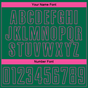 Custom Kelly Green Pink Pinstripe Fade Fashion Sublimation Soccer Uniform Jersey