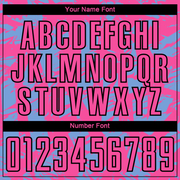 Custom Light Blue Pink-White Irregular Shapes Sublimation Soccer Uniform Jersey