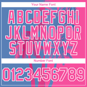 Custom Pink Light Blue-White 3D Pattern Hawaii Coconut Trees Two-Button Unisex Softball Jersey