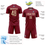 Custom Crimson Cream Sublimation Soccer Uniform Jersey