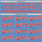 Custom Powder Blue Red-White Two-Button Unisex Softball Jersey