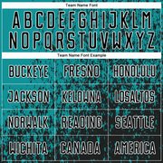 Custom Teal Black-White Abstract Fragment Art Sublimation Soccer Uniform Jersey