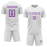 Custom White Medium Purple Sublimation Soccer Uniform Jersey