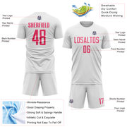 Custom White Neon Pink Sublimation Soccer Uniform Jersey